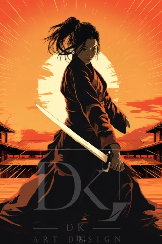 1 female-samurai-warrior-sunset-with-katana.webp
