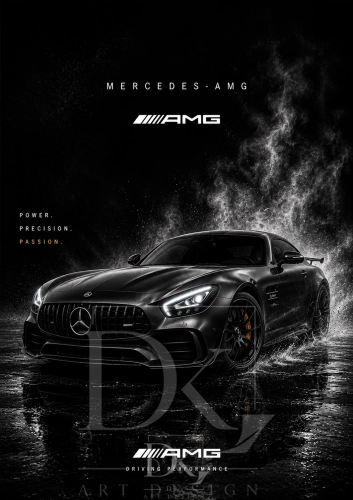Mercedes-AMG GT w deszczu z efektem wody i dymu.webp