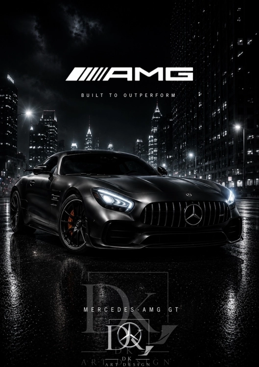 Mercedes-AMG GT w nocnym mieście.webp
